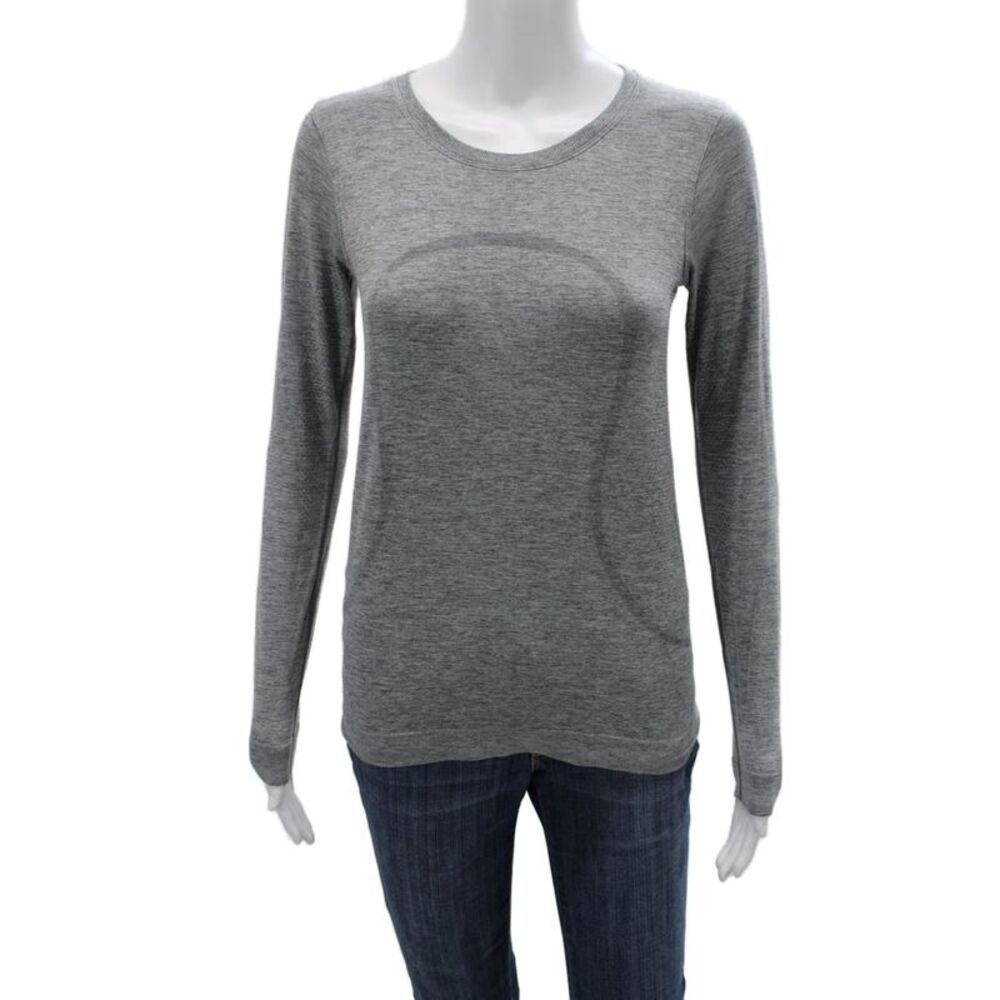 Lululemon Womens Crew Neck Long Sleeve Active Top Heather Gray Size S